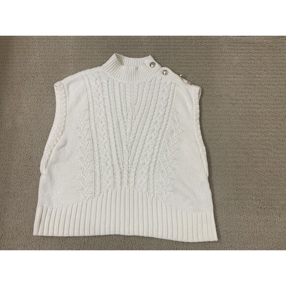 Talbots Sweater Vest White Old Money Chunky Cable Knit Capsule Preppy XL - Picture 3 of 13